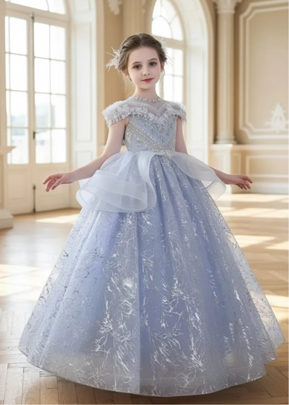 Crystal Lace Princess Flower Girl Dress