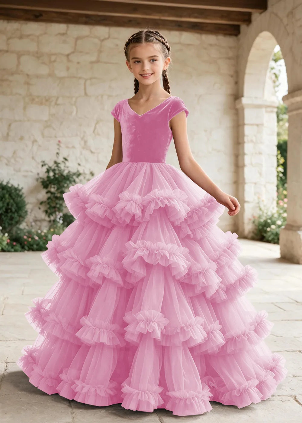 Luxury Velvet Tulle Ball Gown Dress