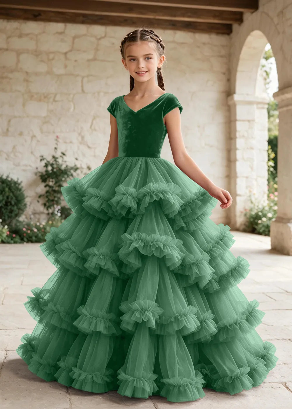 Luxury Velvet Tulle Ball Gown Dress