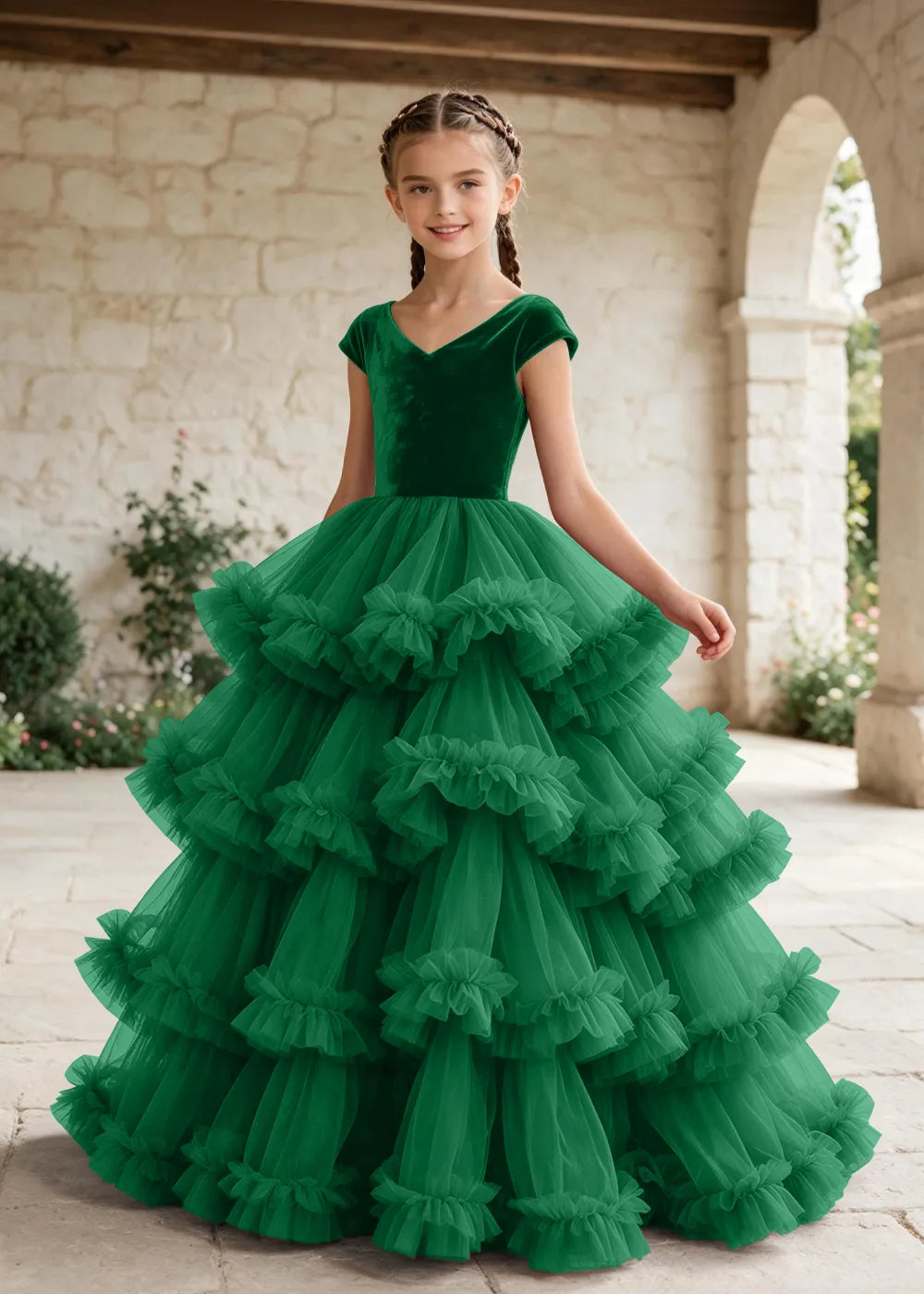 Luxury Velvet Tulle Ball Gown Dress