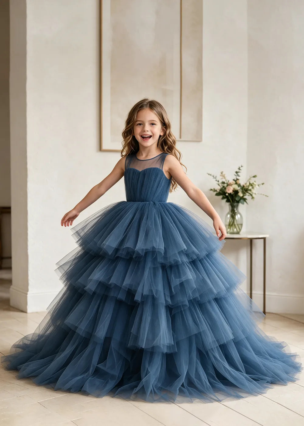 オフショルダーのレースプリンセスドレス