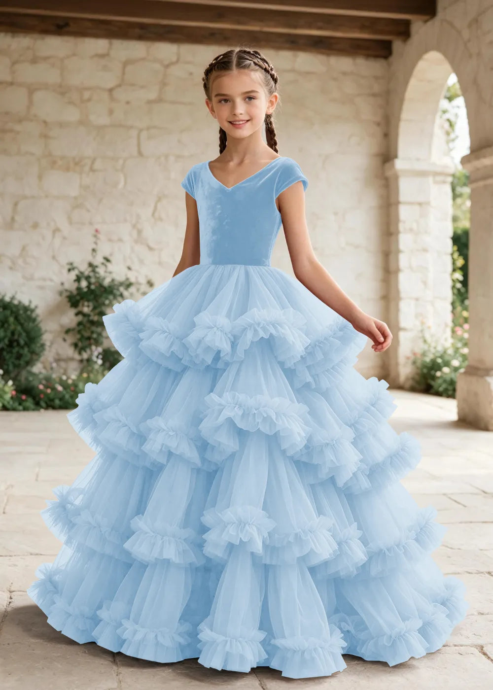 Luxury Velvet Tulle Ball Gown Dress