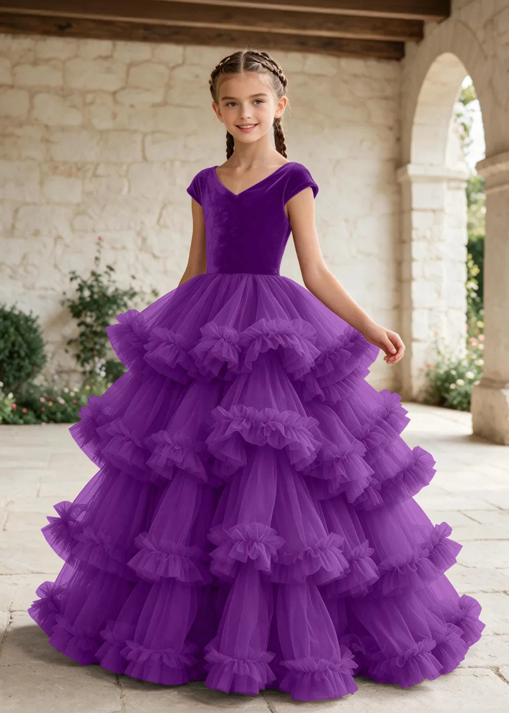 Luxury Velvet Tulle Ball Gown Dress