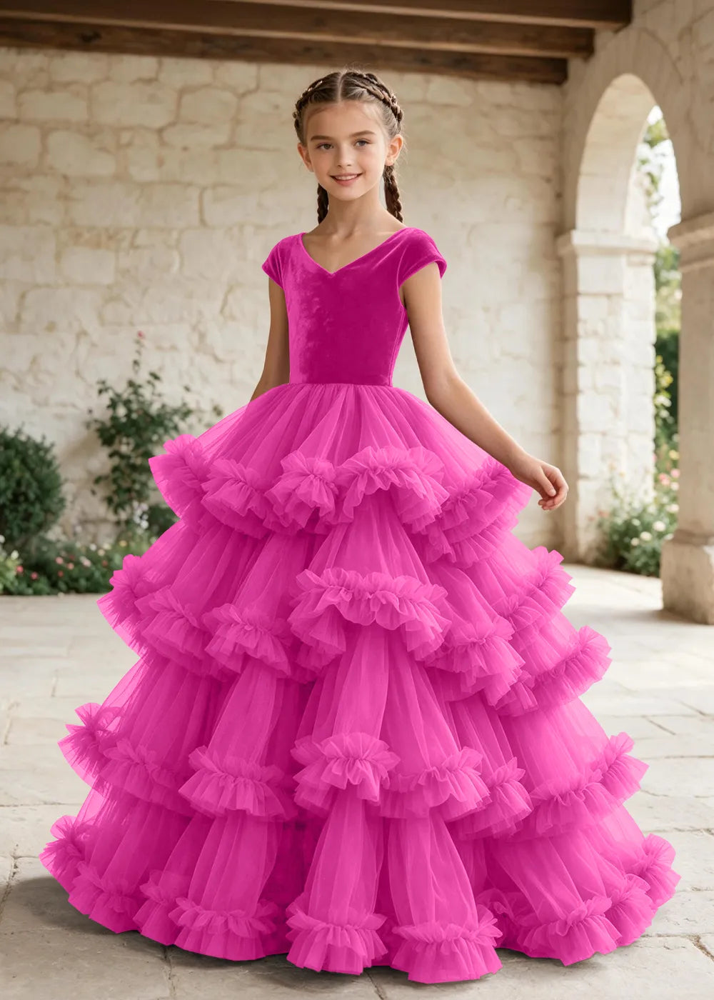 Luxury Velvet Tulle Ball Gown Dress