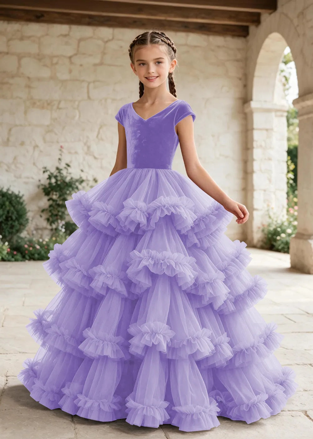 Luxury Velvet Tulle Ball Gown Dress