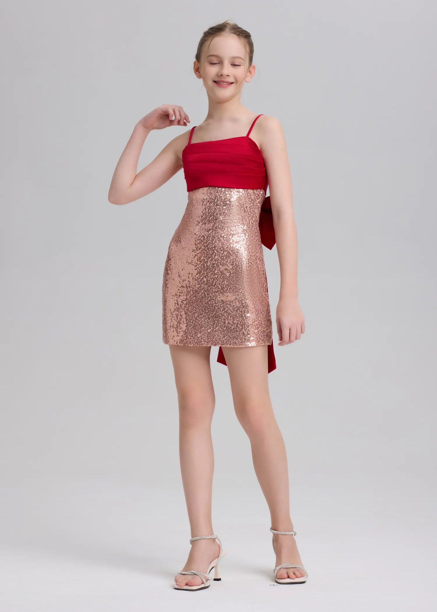 Fynony sparkly formal girls sequin dress for weddings and events