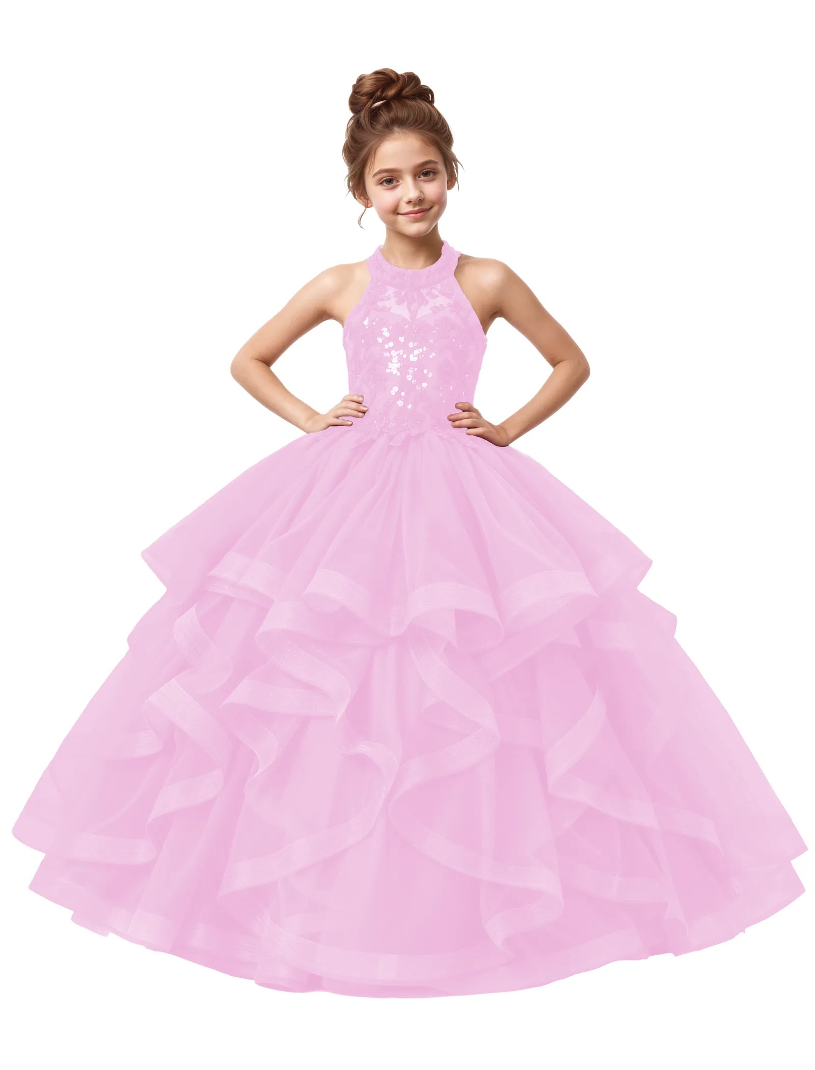 Elegant Party Dress for Girls with Sparkle Bodice