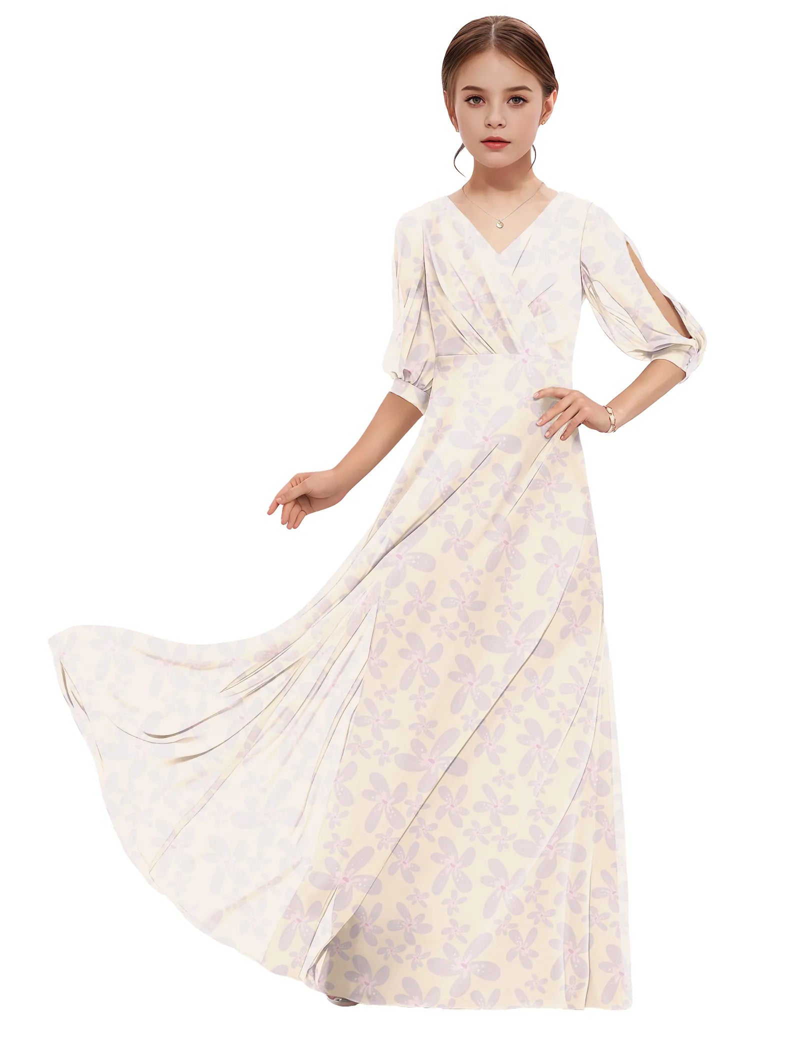 Petal Ballet Puff Sleeve Flower Girl Dress