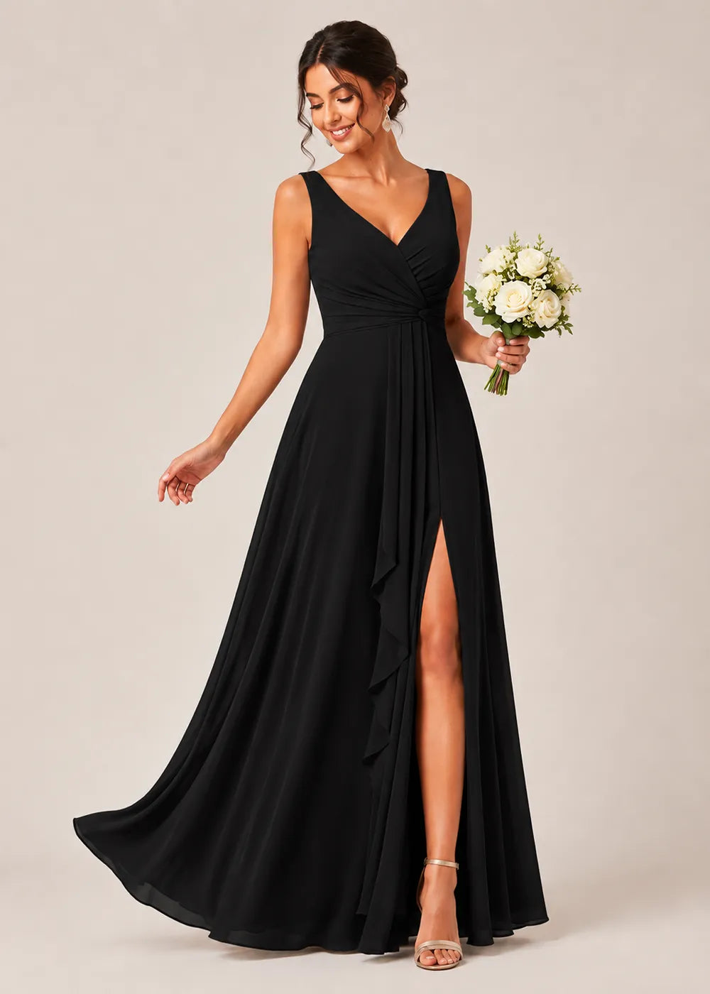Sculpted V-Neck Ruched Corset Gown