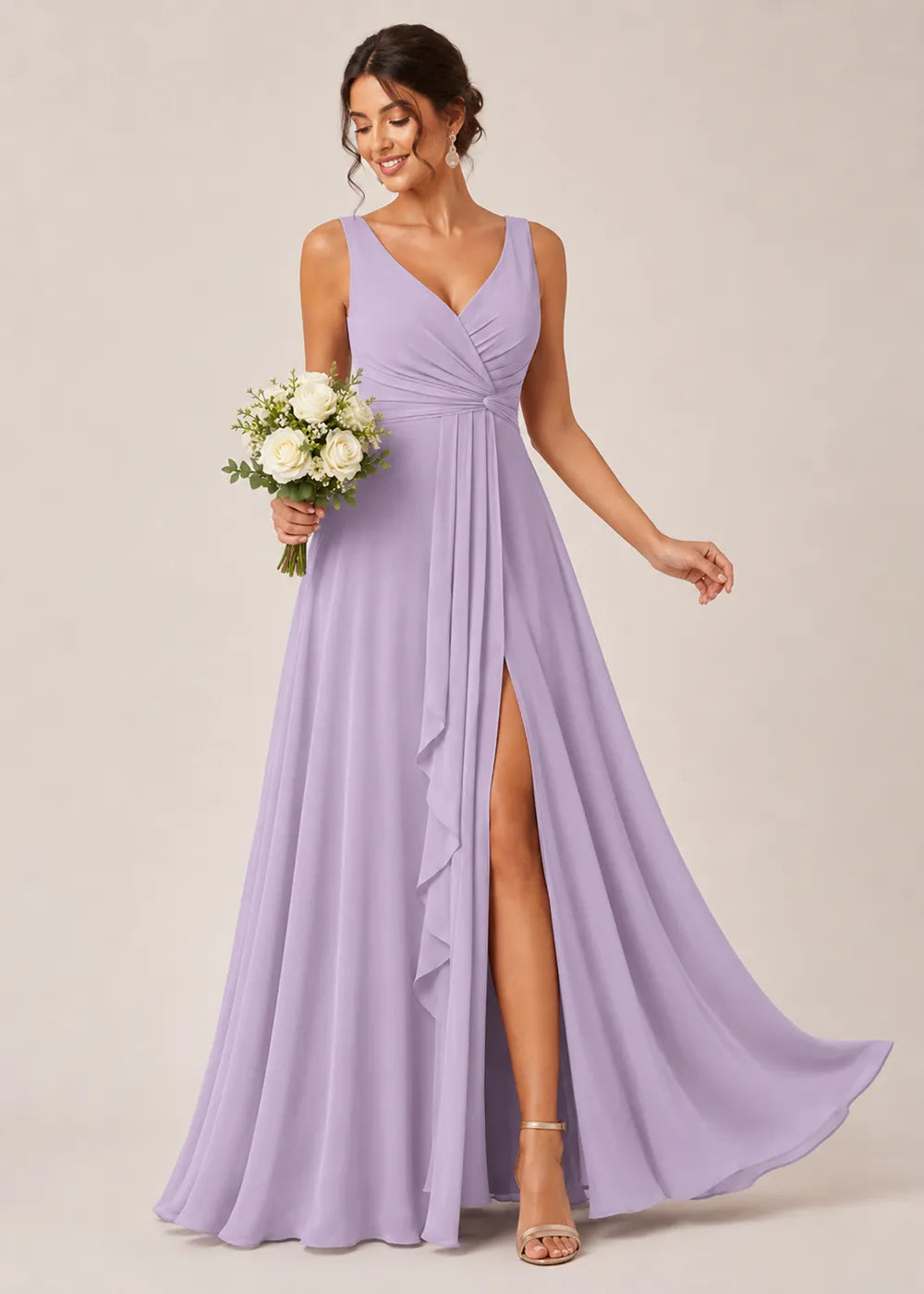 Sculpted V-Neck Ruched Corset Gown
