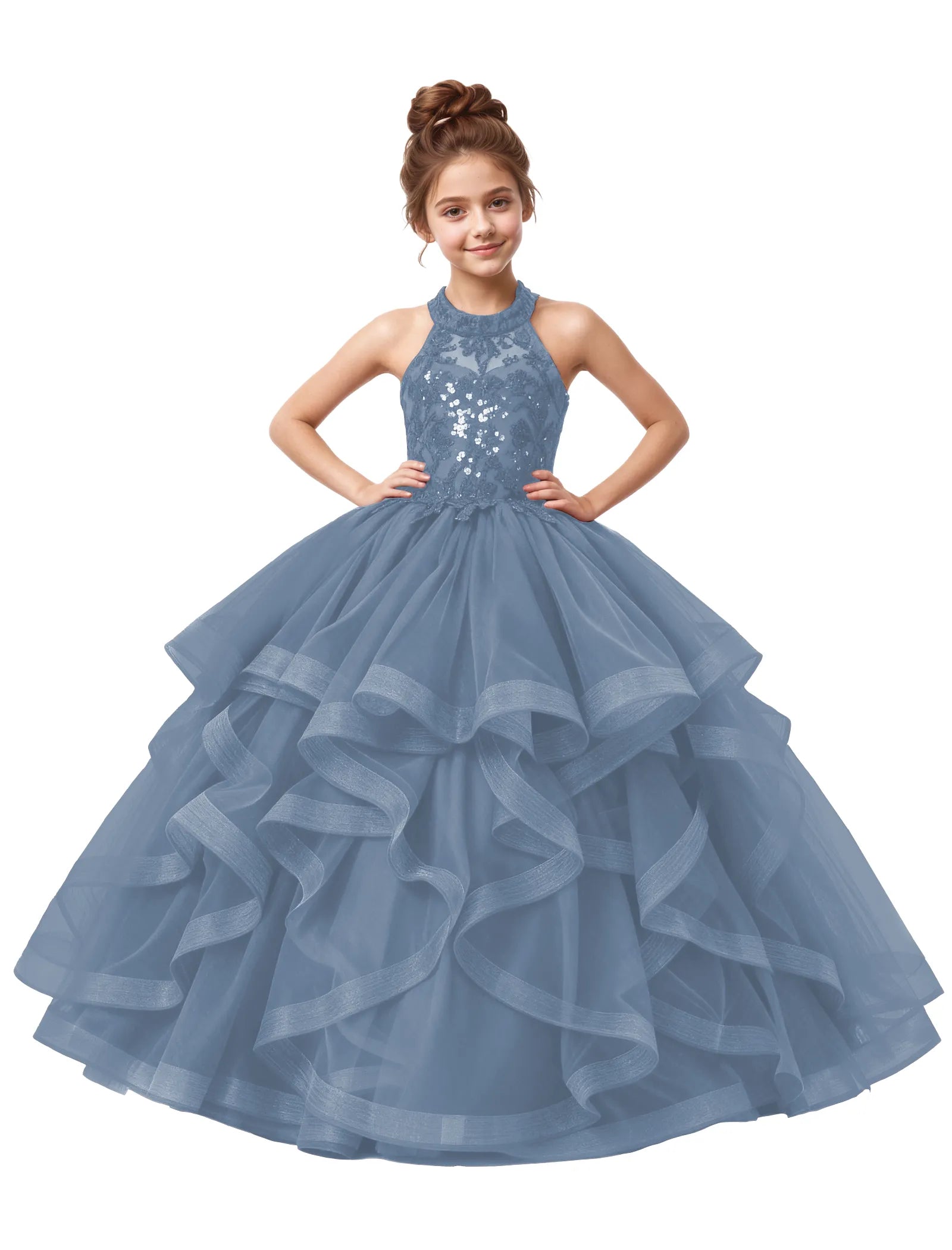 Elegant Party Dress for Girls with Sparkle Bodice