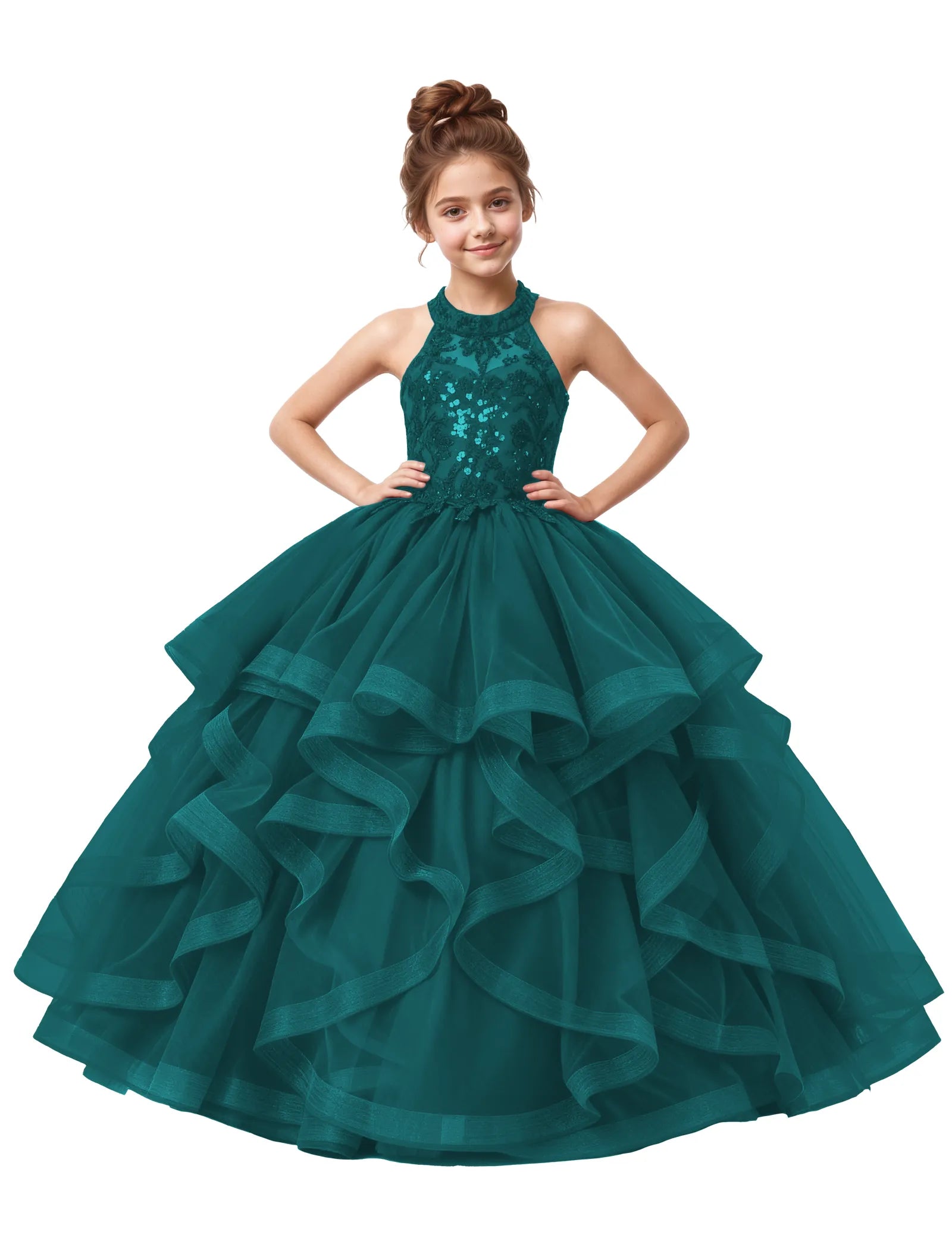 Elegant Party Dress for Girls with Sparkle Bodice