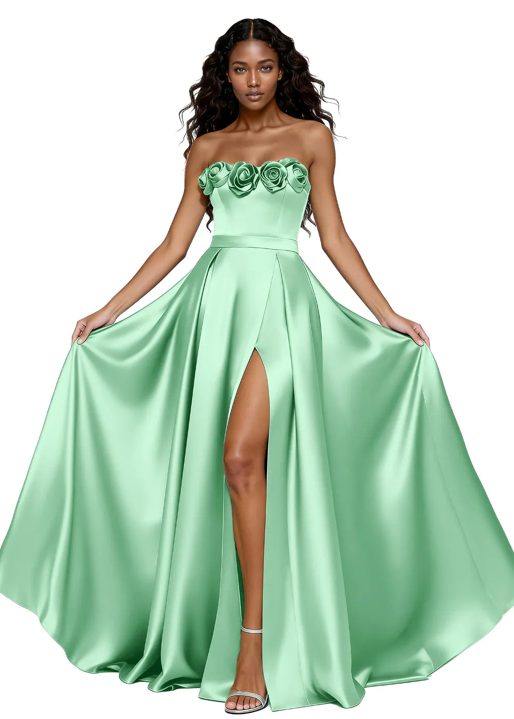 Backless Lace-Up Strapless Evening Dress