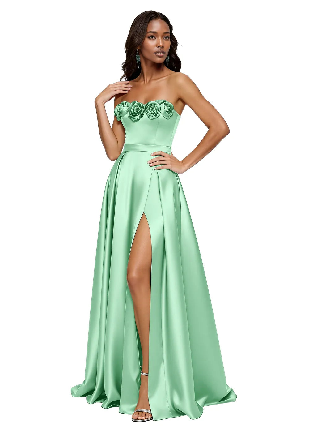 Backless Lace-Up Strapless Evening Dress