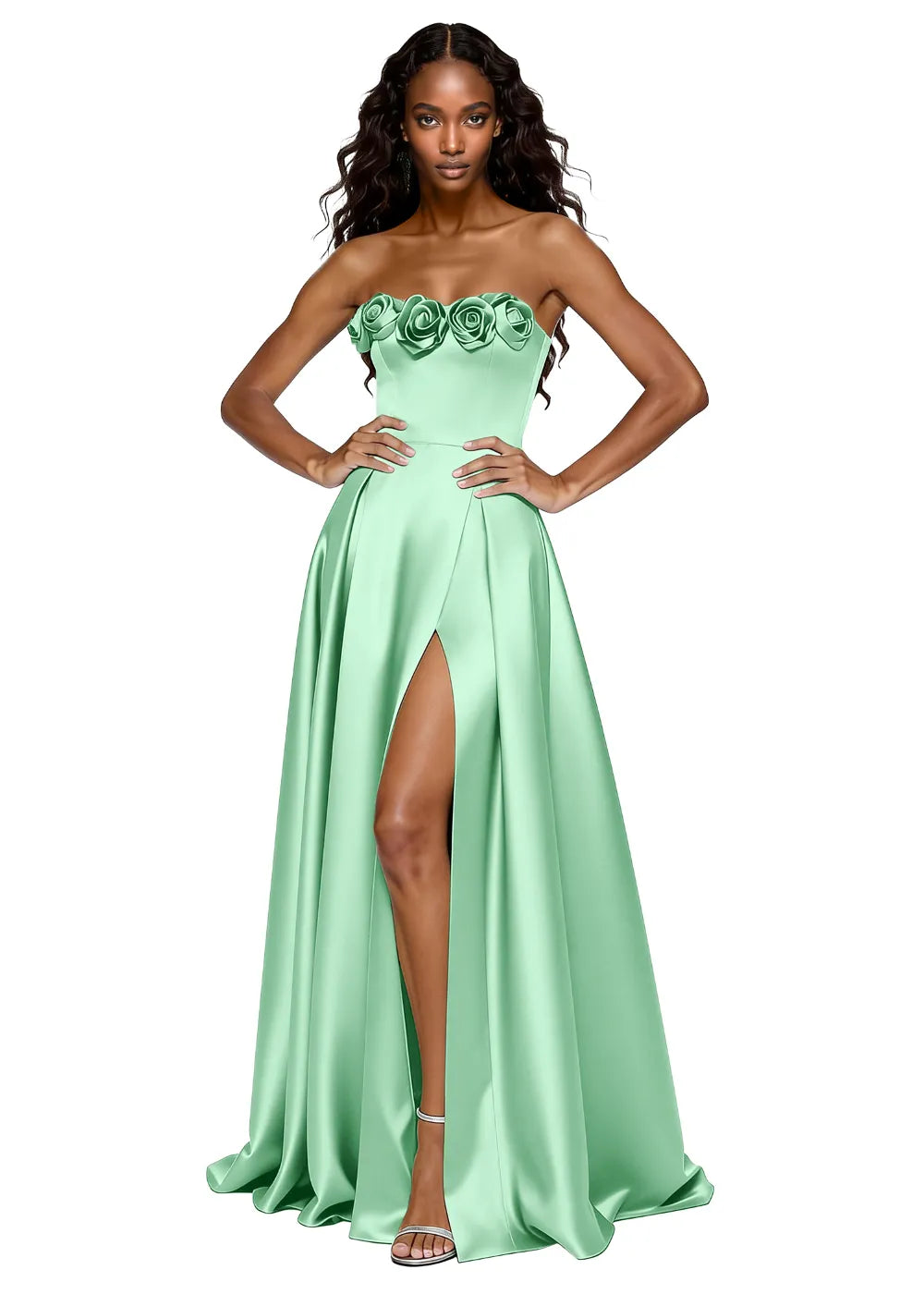 Backless Lace-Up Strapless Evening Dress
