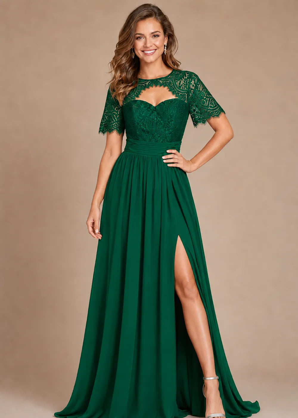 Vivienne Sweetheart Lace Overlay Evening Dress