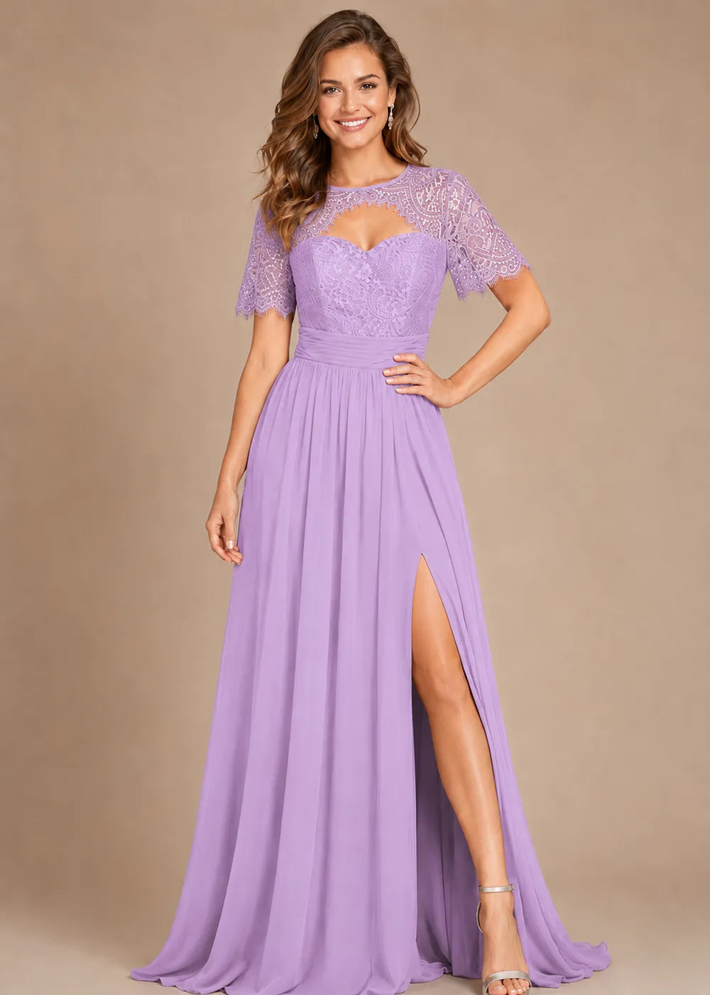 Vivienne Sweetheart Lace Overlay Evening Dress
