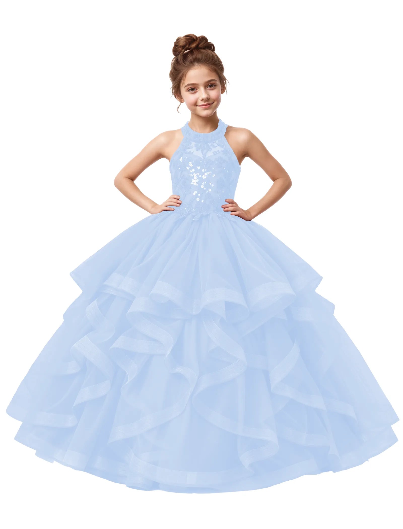 Elegant Party Dress for Girls with Sparkle Bodice