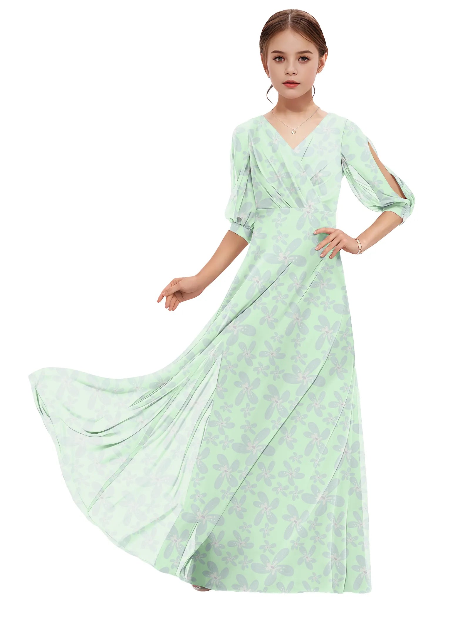 Petal Ballet Puff Sleeve Flower Girl Dress