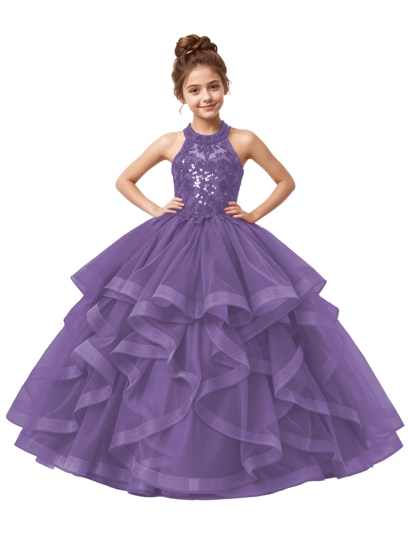 Elegant Party Dress for Girls with Sparkle Bodice