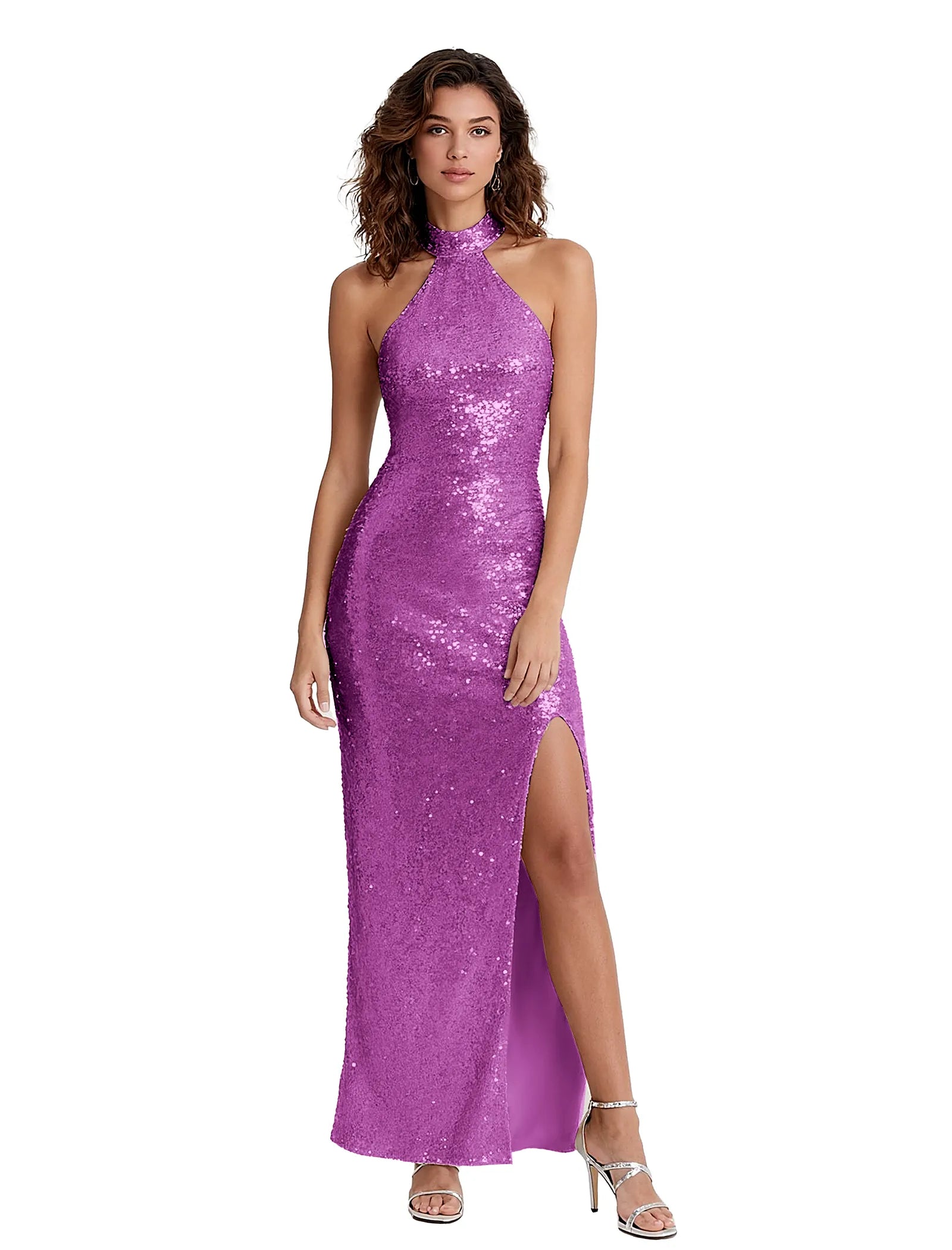 Vega Spark Halter Slit Maxi Dress