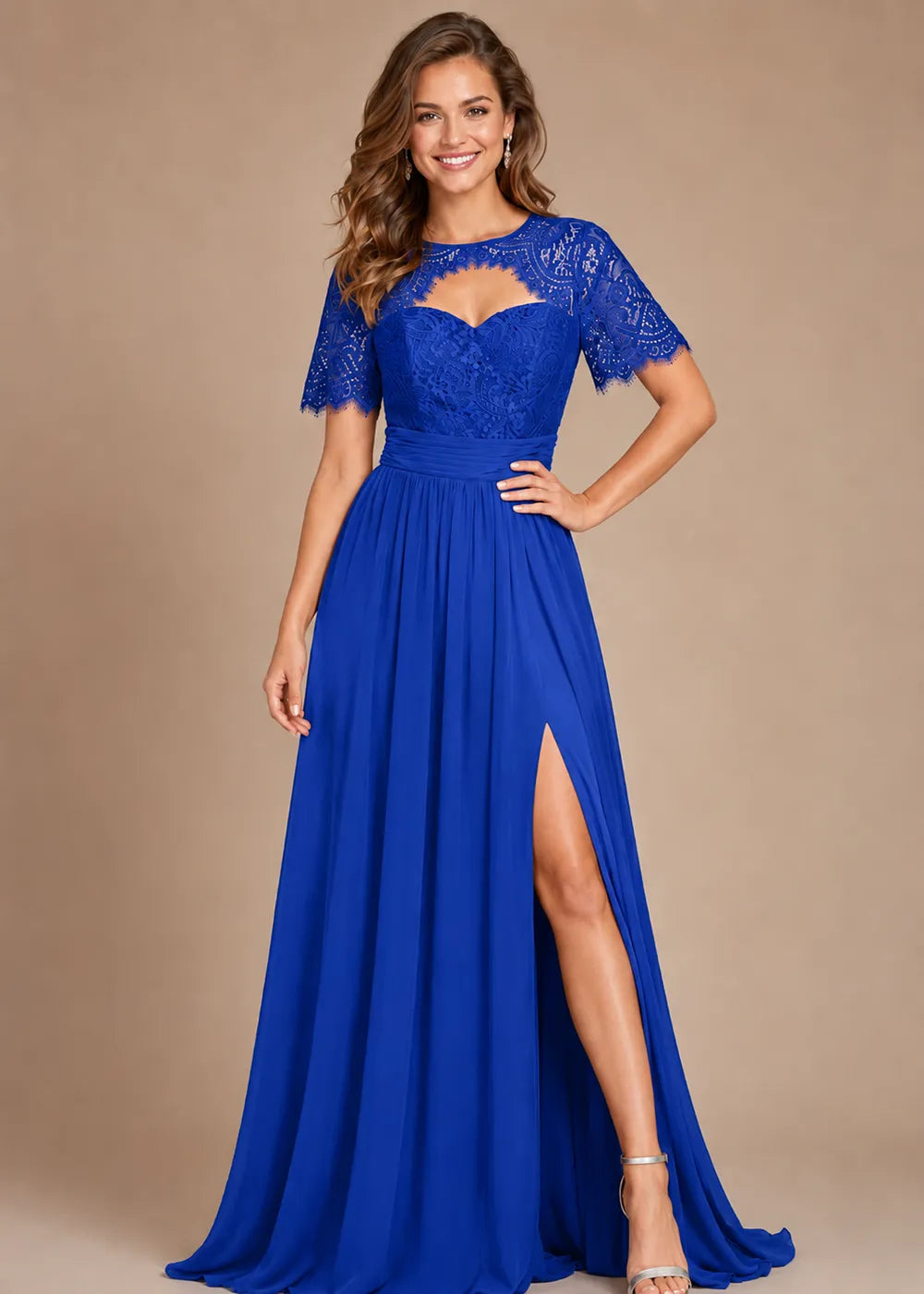 Vivienne Sweetheart Lace Overlay Evening Dress