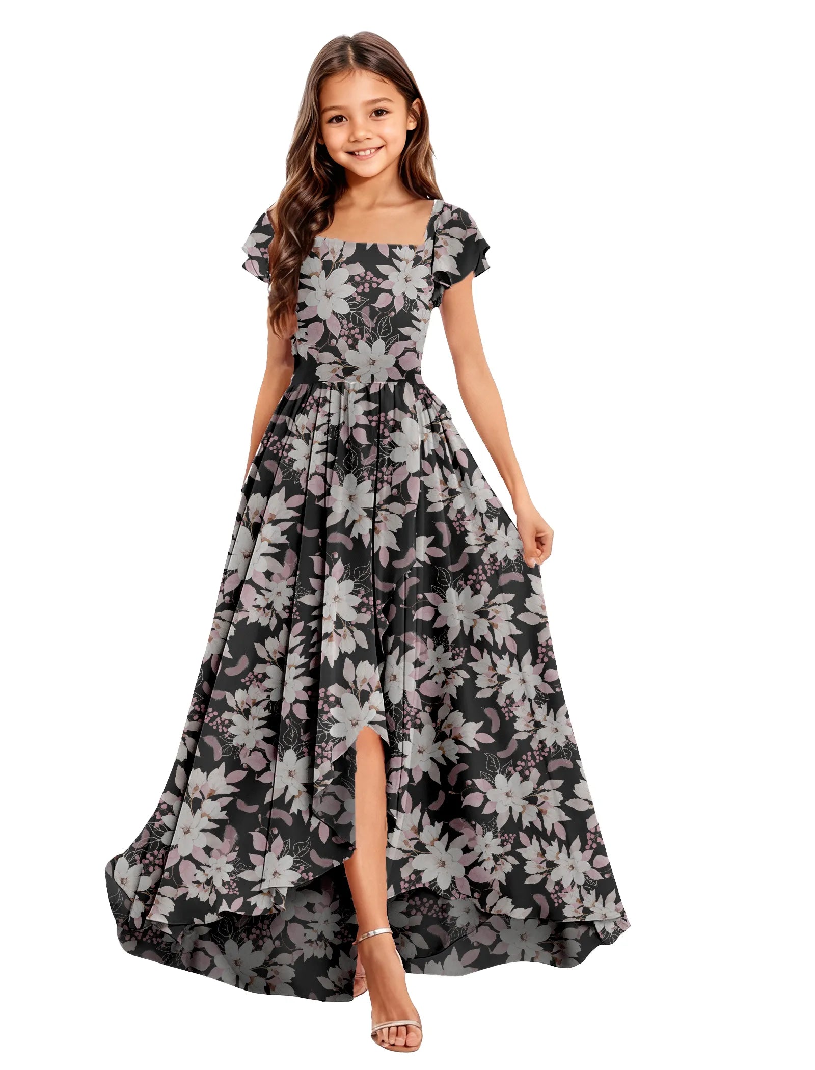 オフショルダーのレースプリンセスドレス