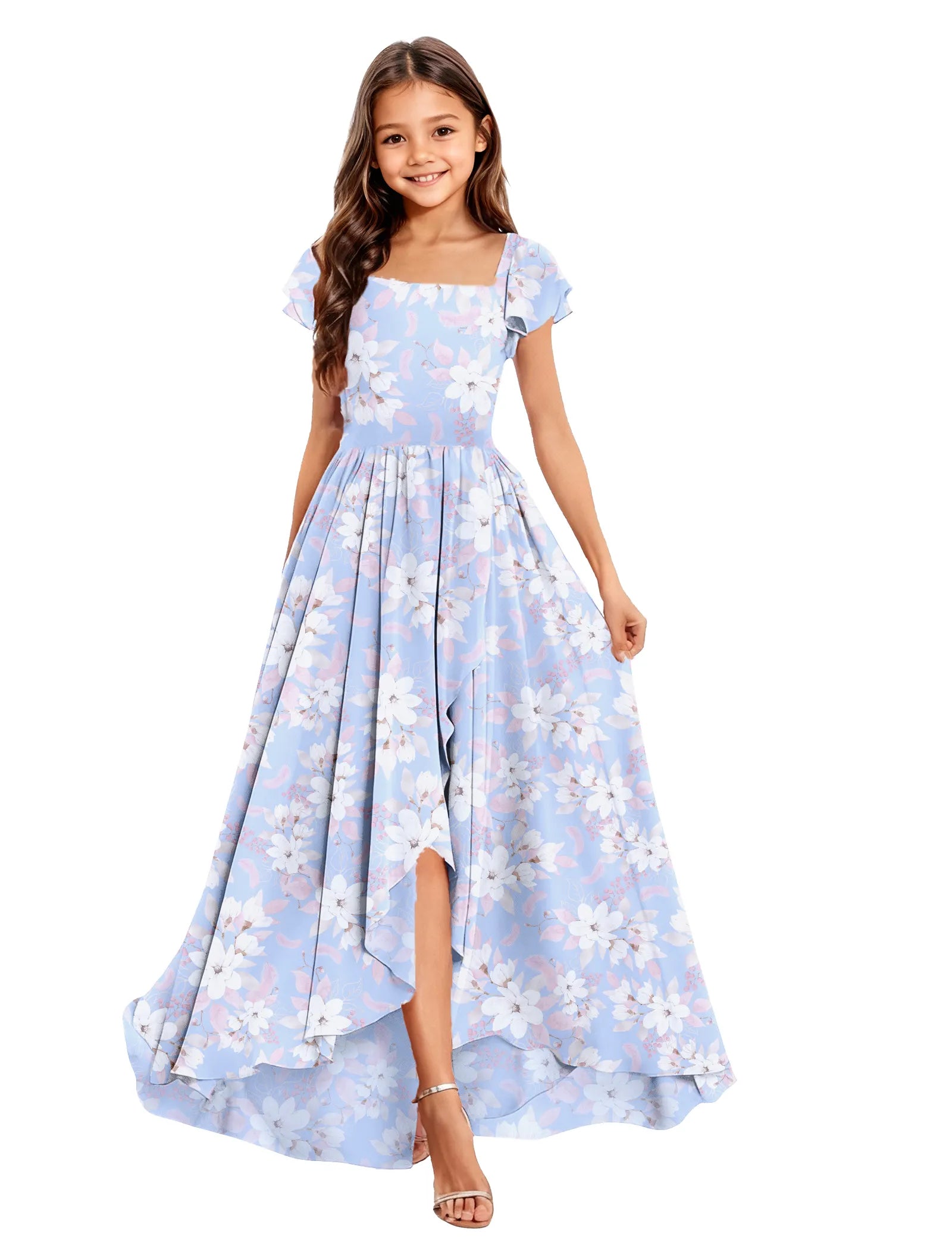 オフショルダーのレースプリンセスドレス