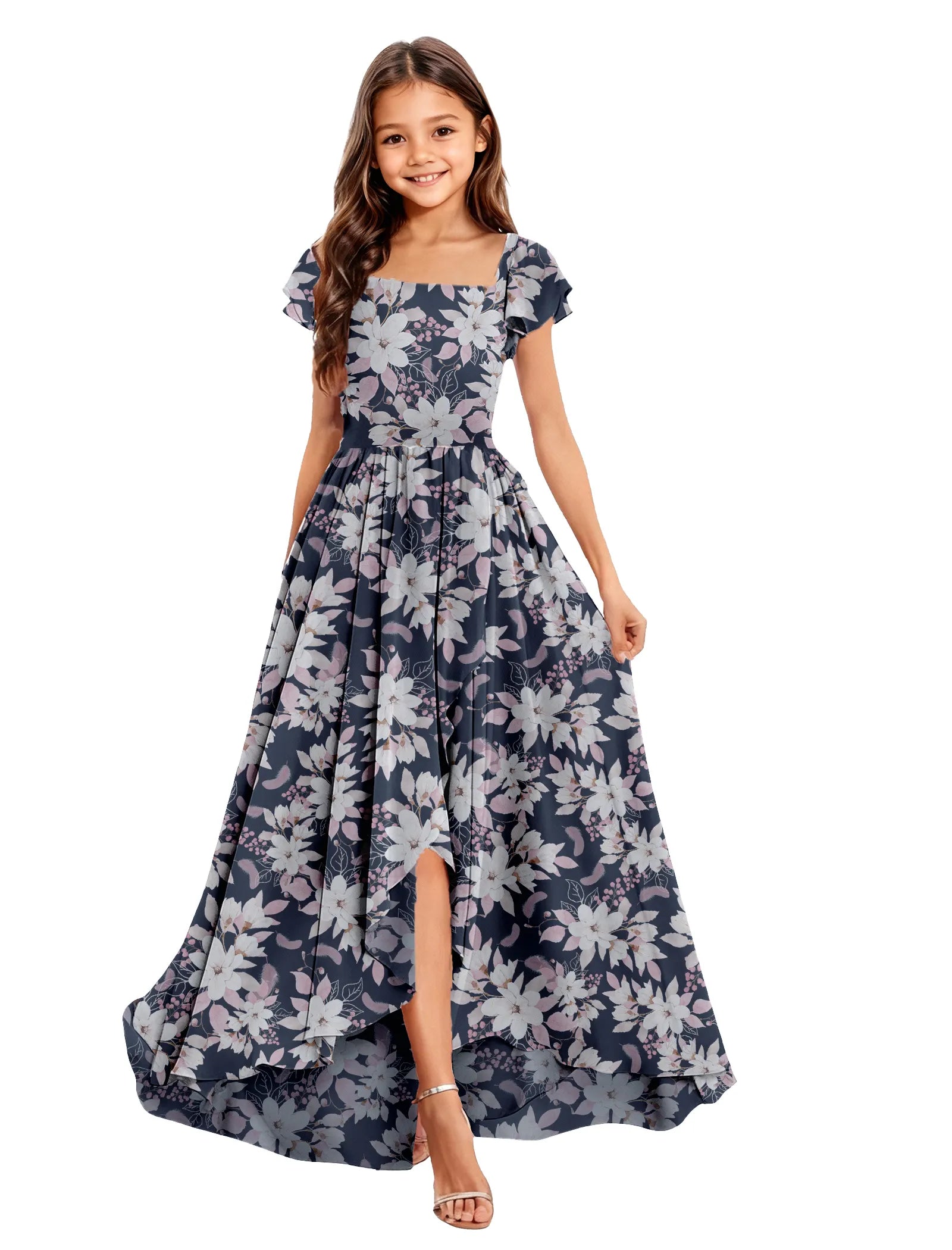 オフショルダーのレースプリンセスドレス