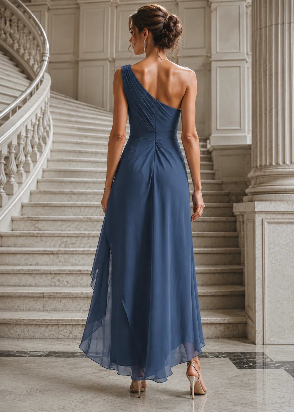 Sculpted Drape One-Shoulder Formal Gown