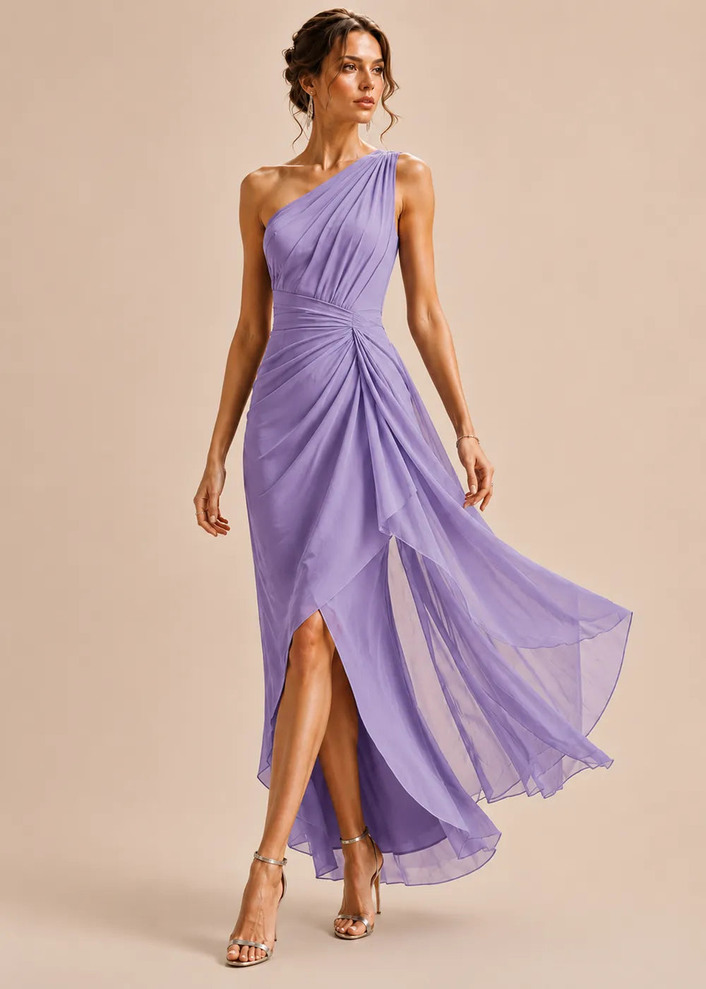 Sculpted Drape One-Shoulder Formal Gown