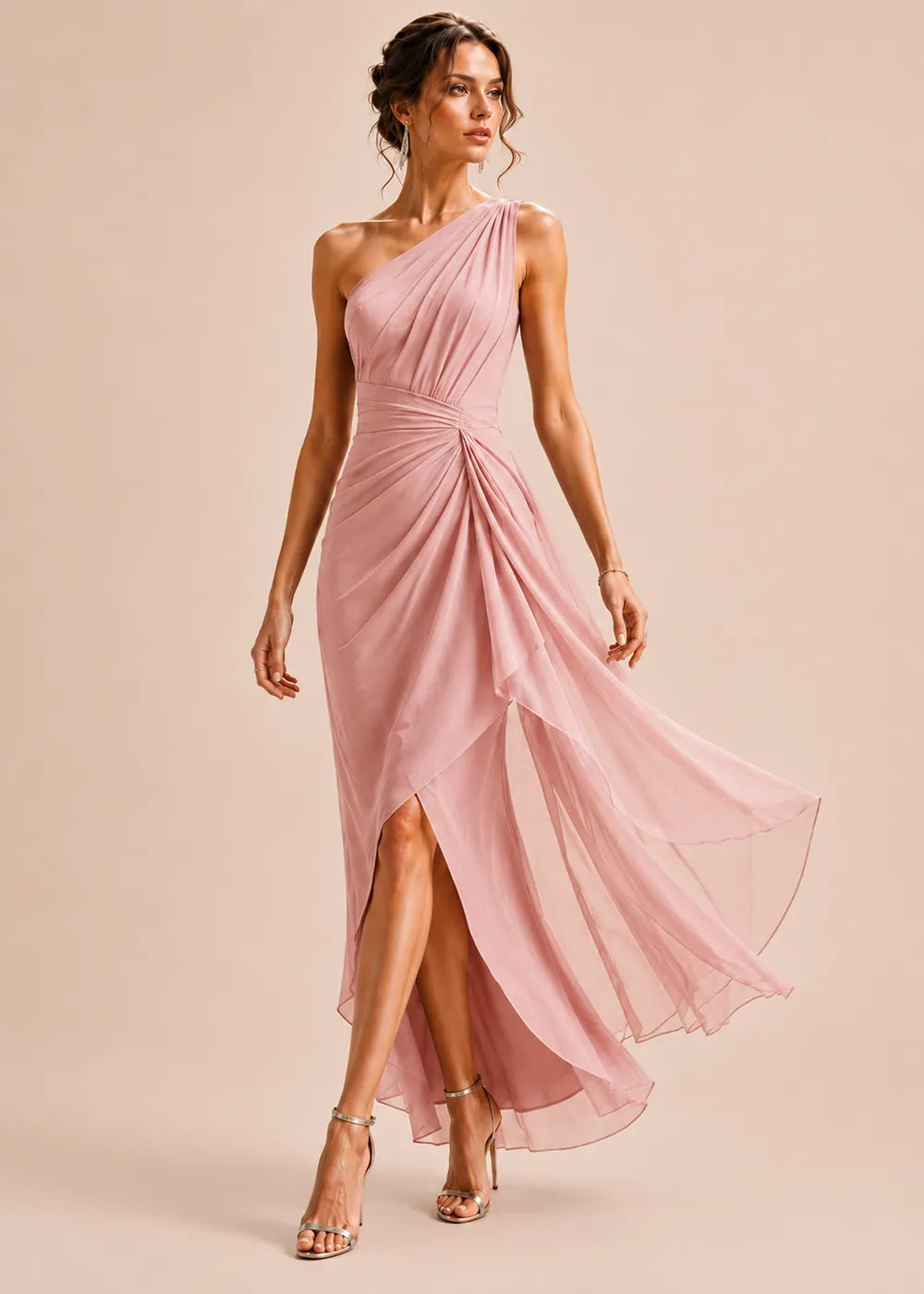 Sculpted Drape One-Shoulder Formal Gown