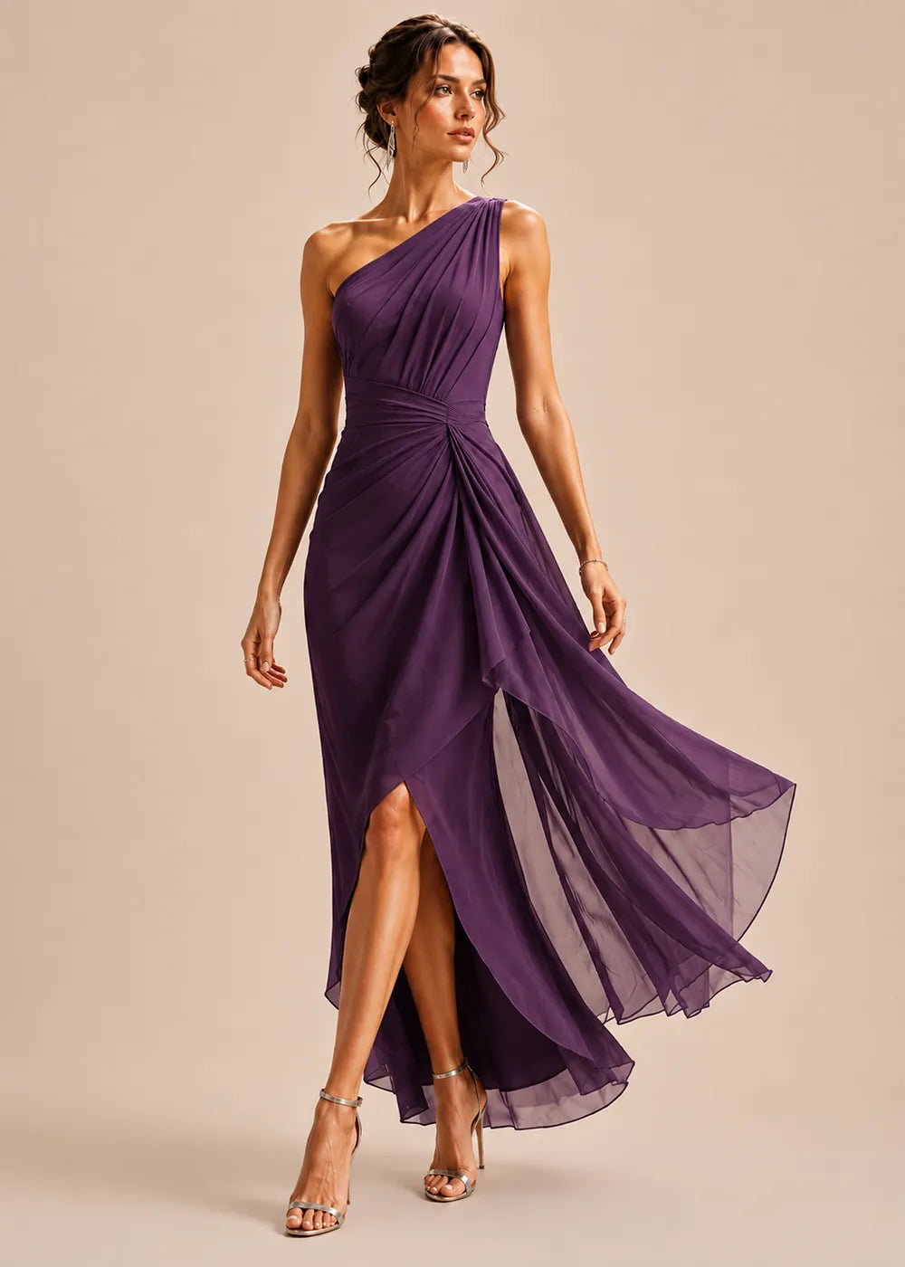 Sculpted Drape One-Shoulder Formal Gown