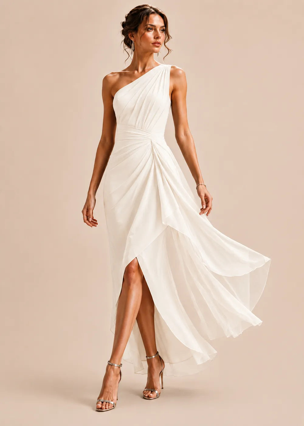 Sculpted Drape One-Shoulder Formal Gown
