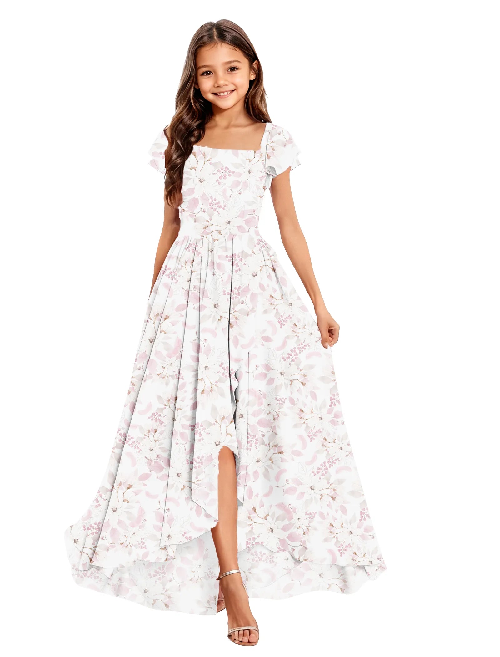 オフショルダーのレースプリンセスドレス