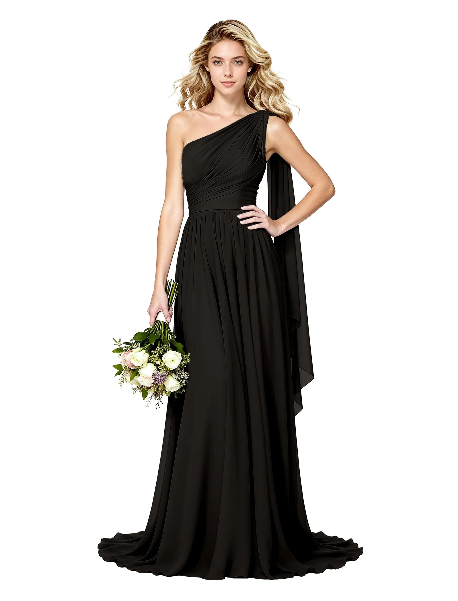 Celeste One Shoulder Chiffon Bridesmaid Gown