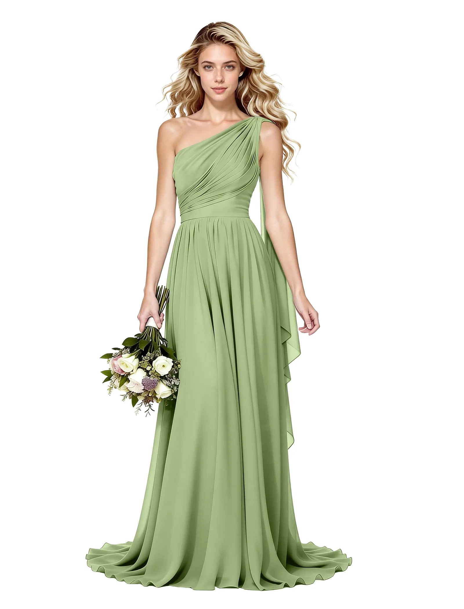 Celeste One Shoulder Chiffon Bridesmaid Gown