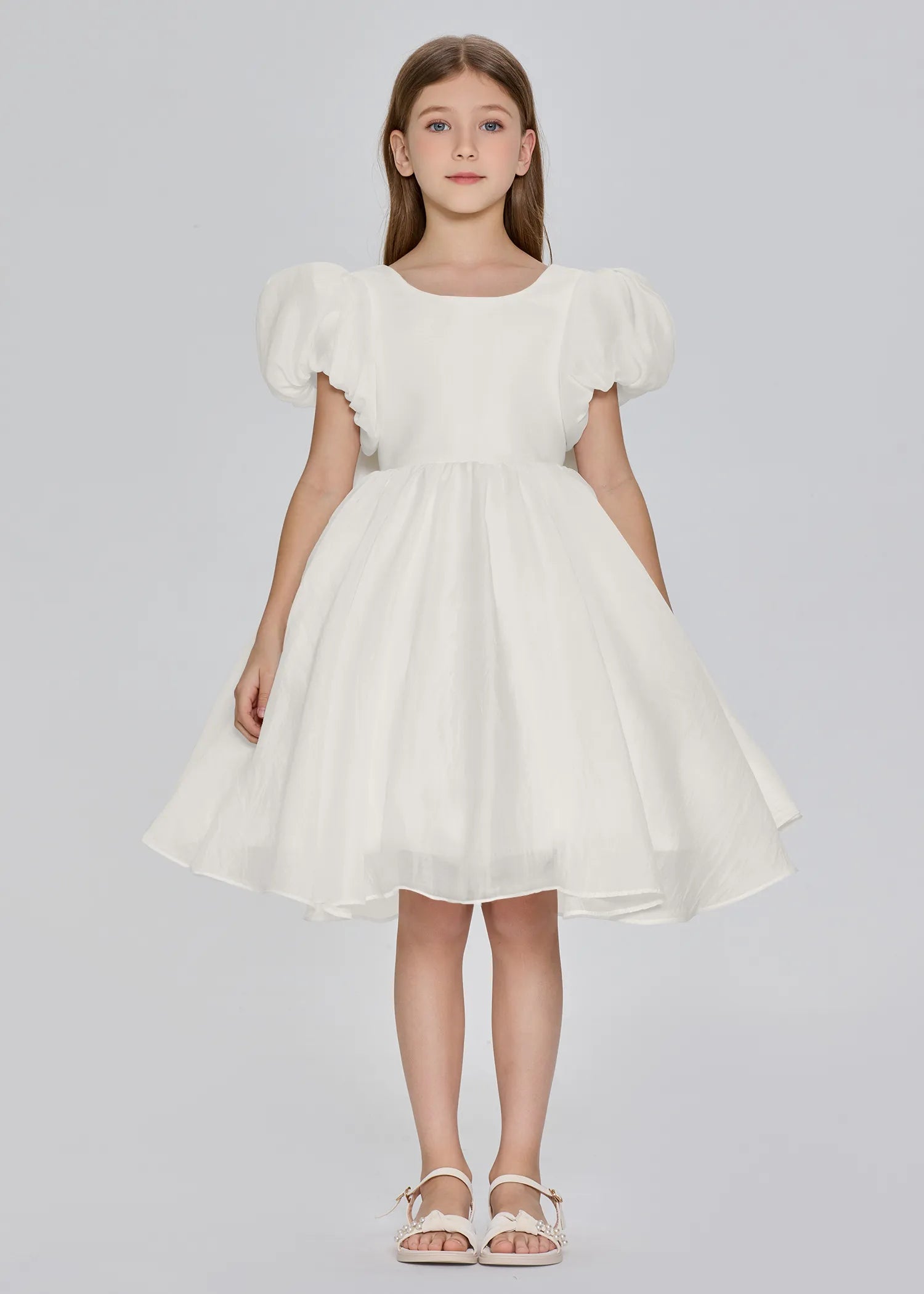 Puff Sleeve Princess Flower Girl Dress