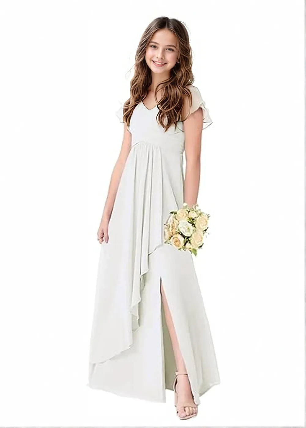 Flutter Sleeve Chiffon Maxi Dress