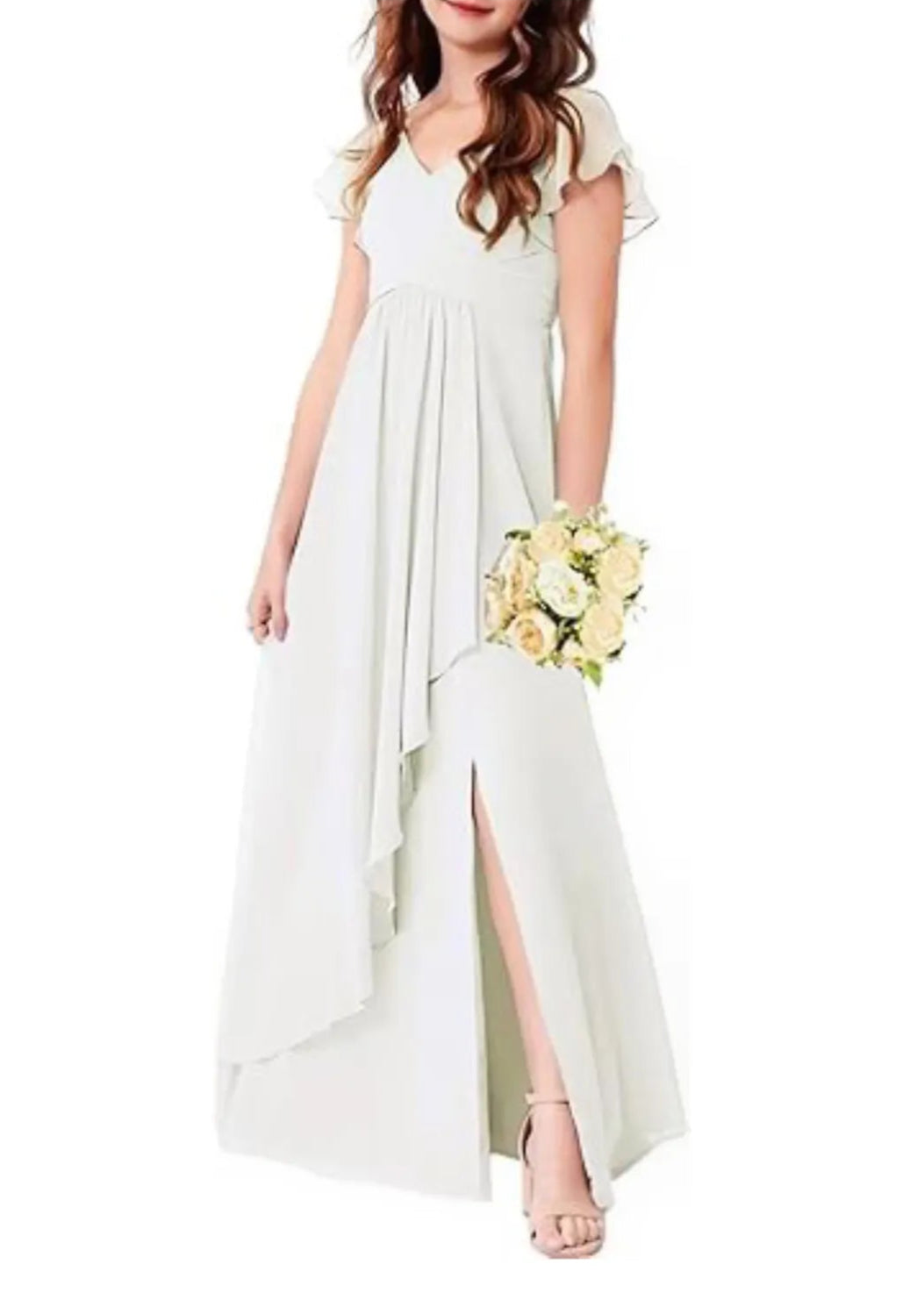 Flutter Sleeve Chiffon Maxi Dress
