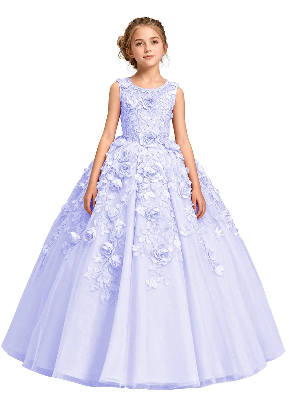 3D Flower Appliqué Ball Gown for Girls