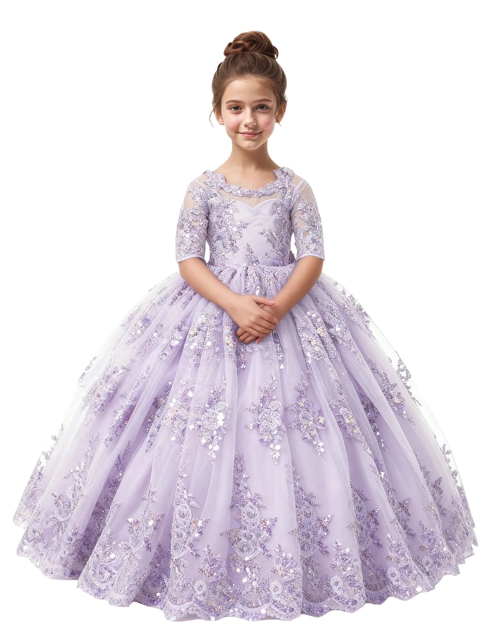 Vestido de princesa sin mangas de encaje