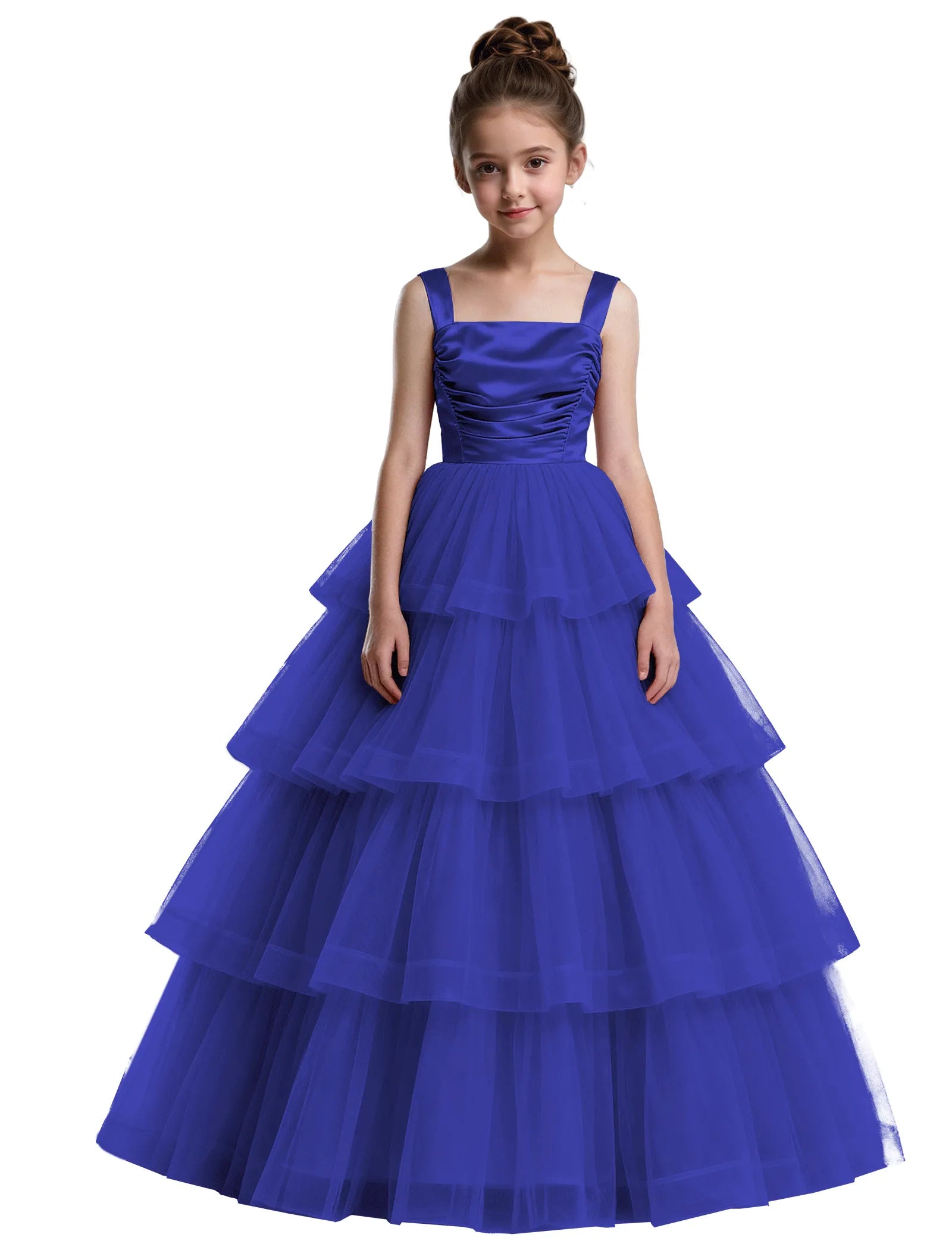Formal Tiered Flower Girl Dress With Satin Bodice