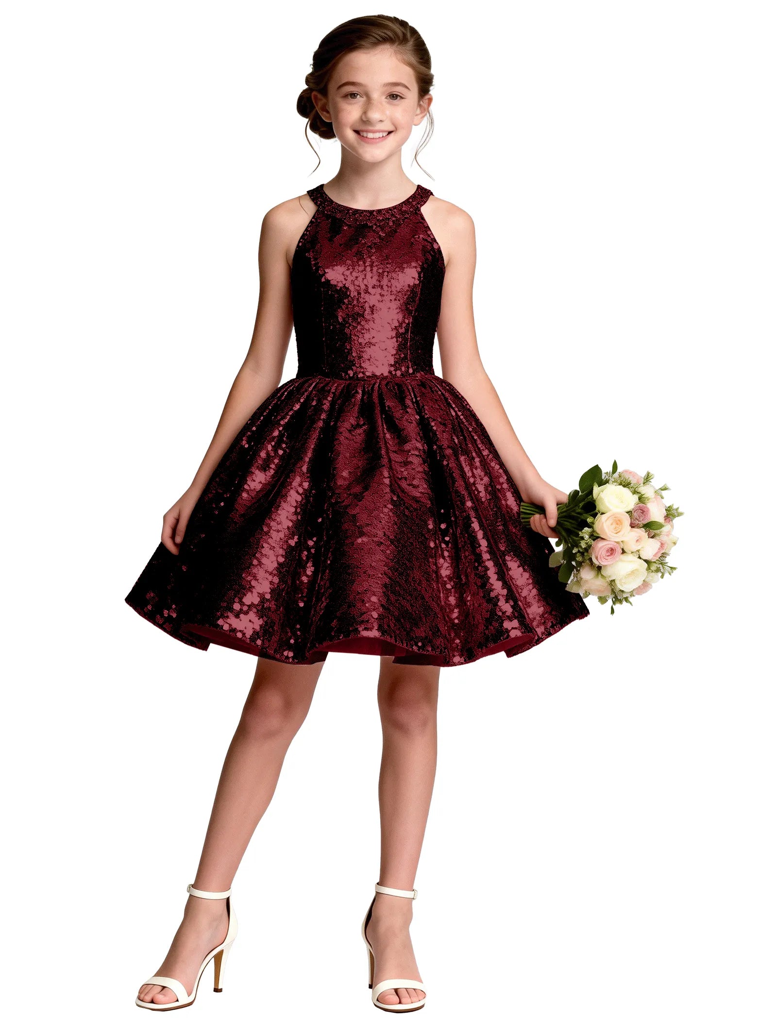 Sequin Bow Back Party Dress for Girls