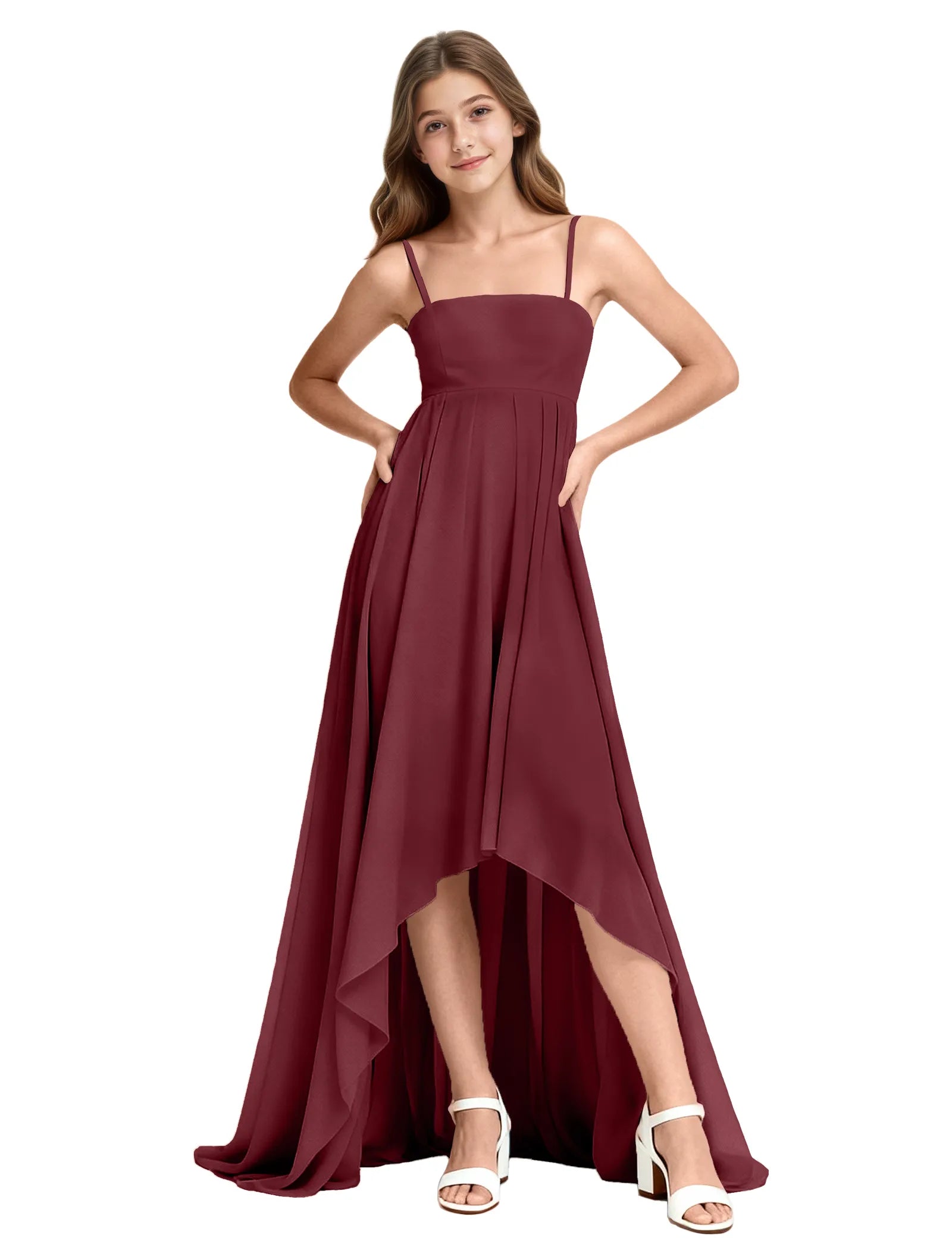 High-Low Chiffon Junior Bridesmaid Dress