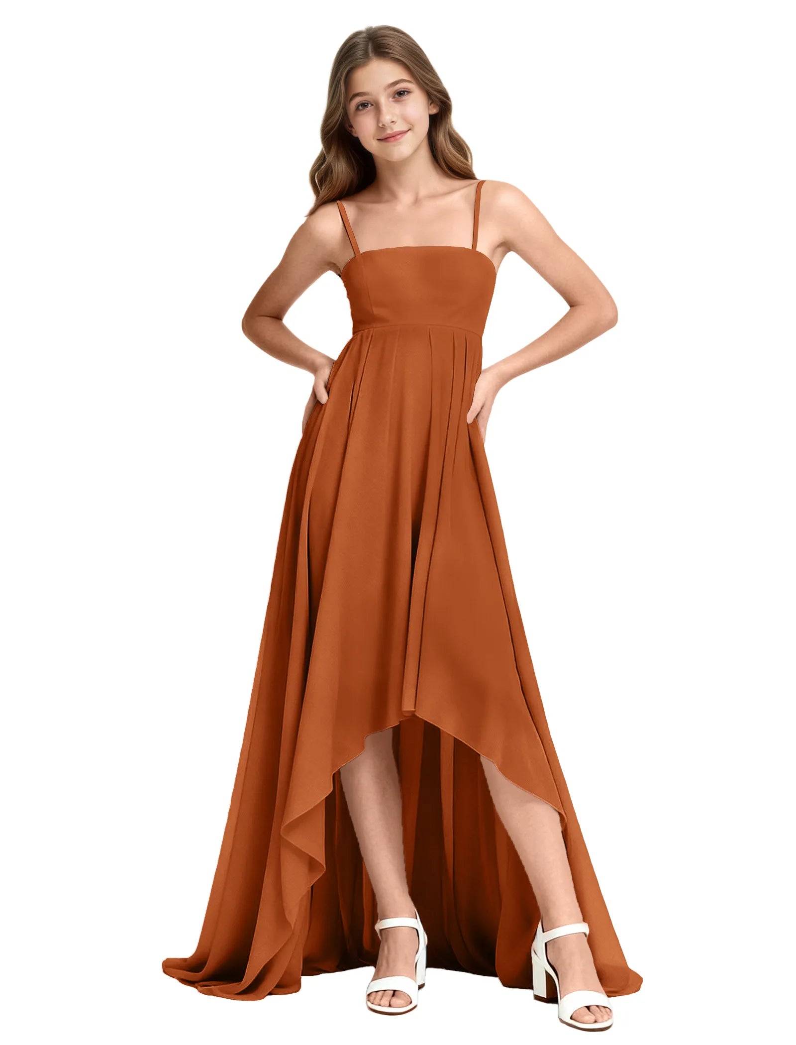 High-Low Chiffon Junior Bridesmaid Dress