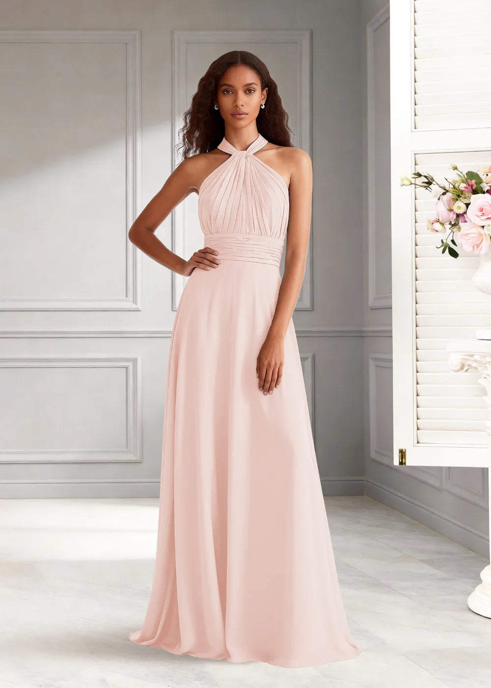 Eternal Bloom Ruched Backless Formal Dress