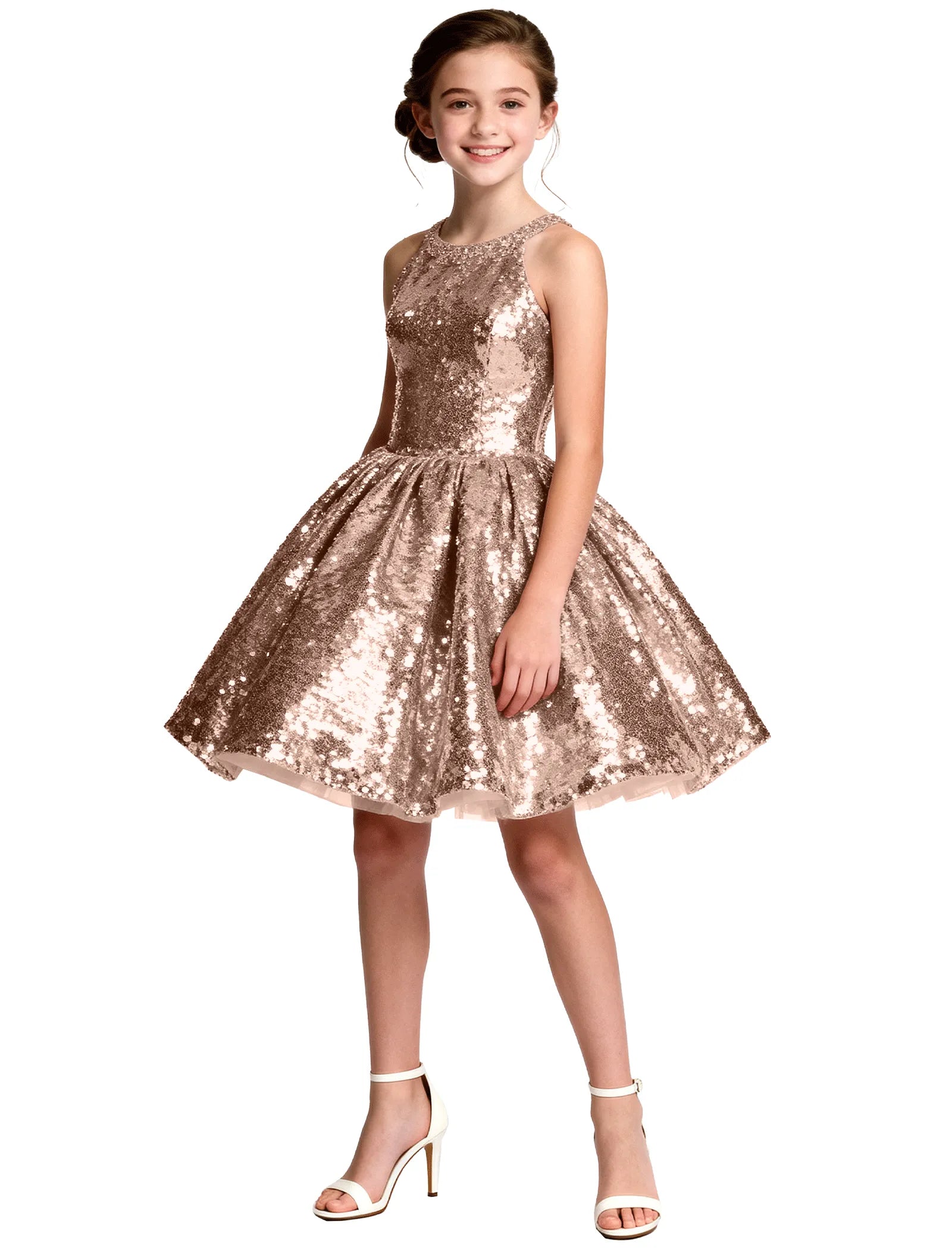 Sequin Bow Back Party Dress for Girls