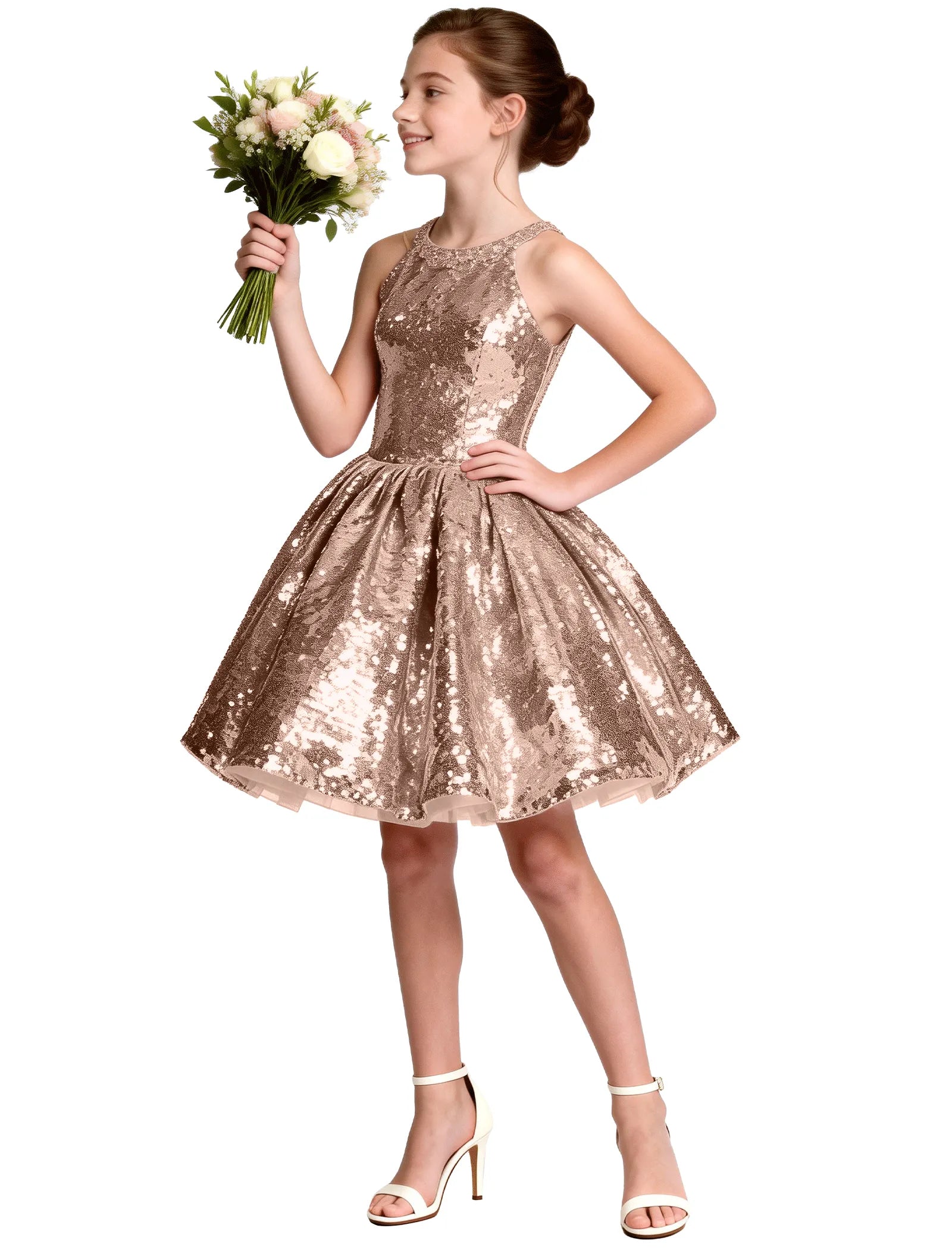Sequin Bow Back Party Dress for Girls