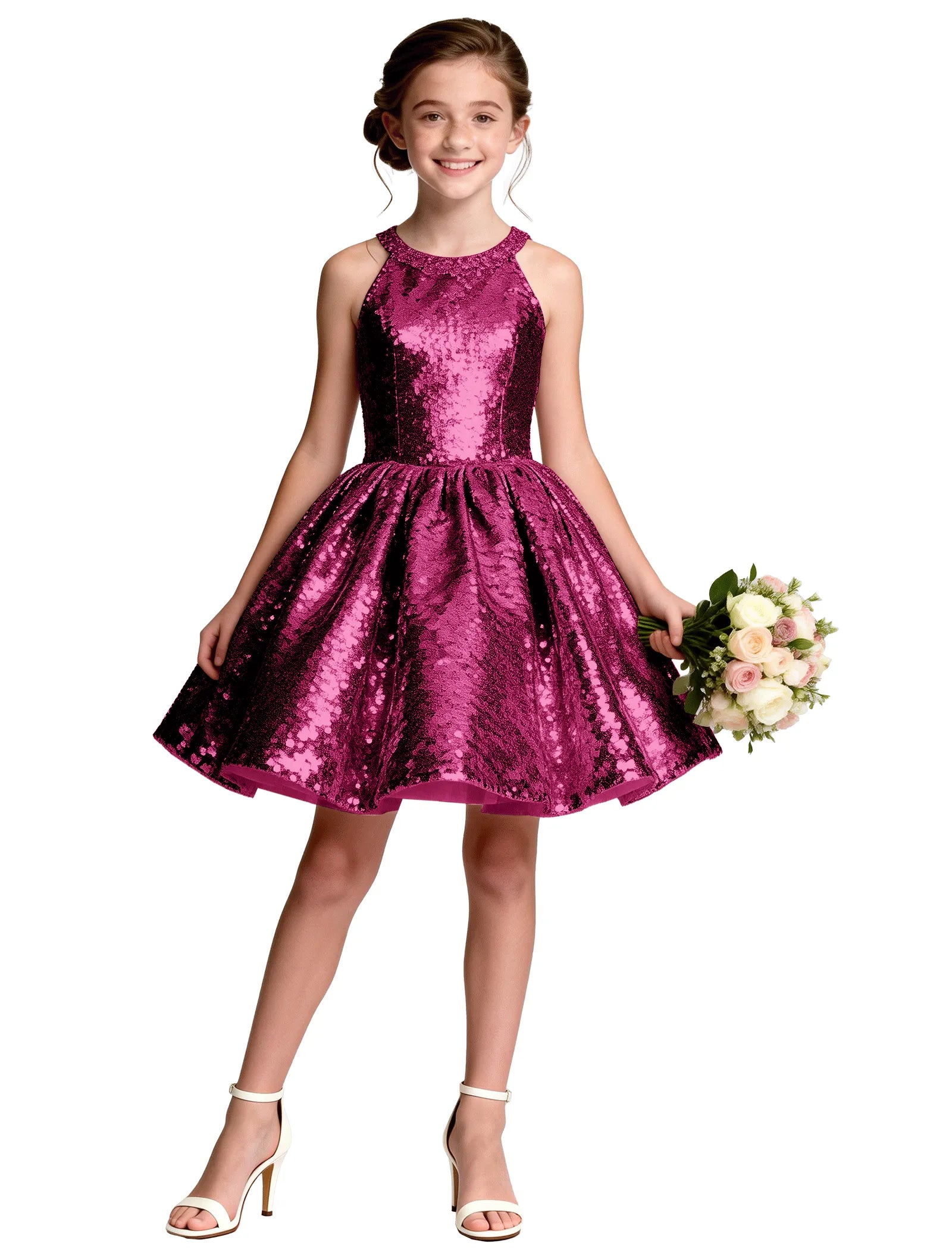 Sequin Bow Back Party Dress for Girls